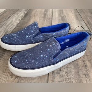 ✨ Lily & Dan Memory Foam Galaxy Stars Canvas Slip-On Sneakers Kid’s Shoes 2 3